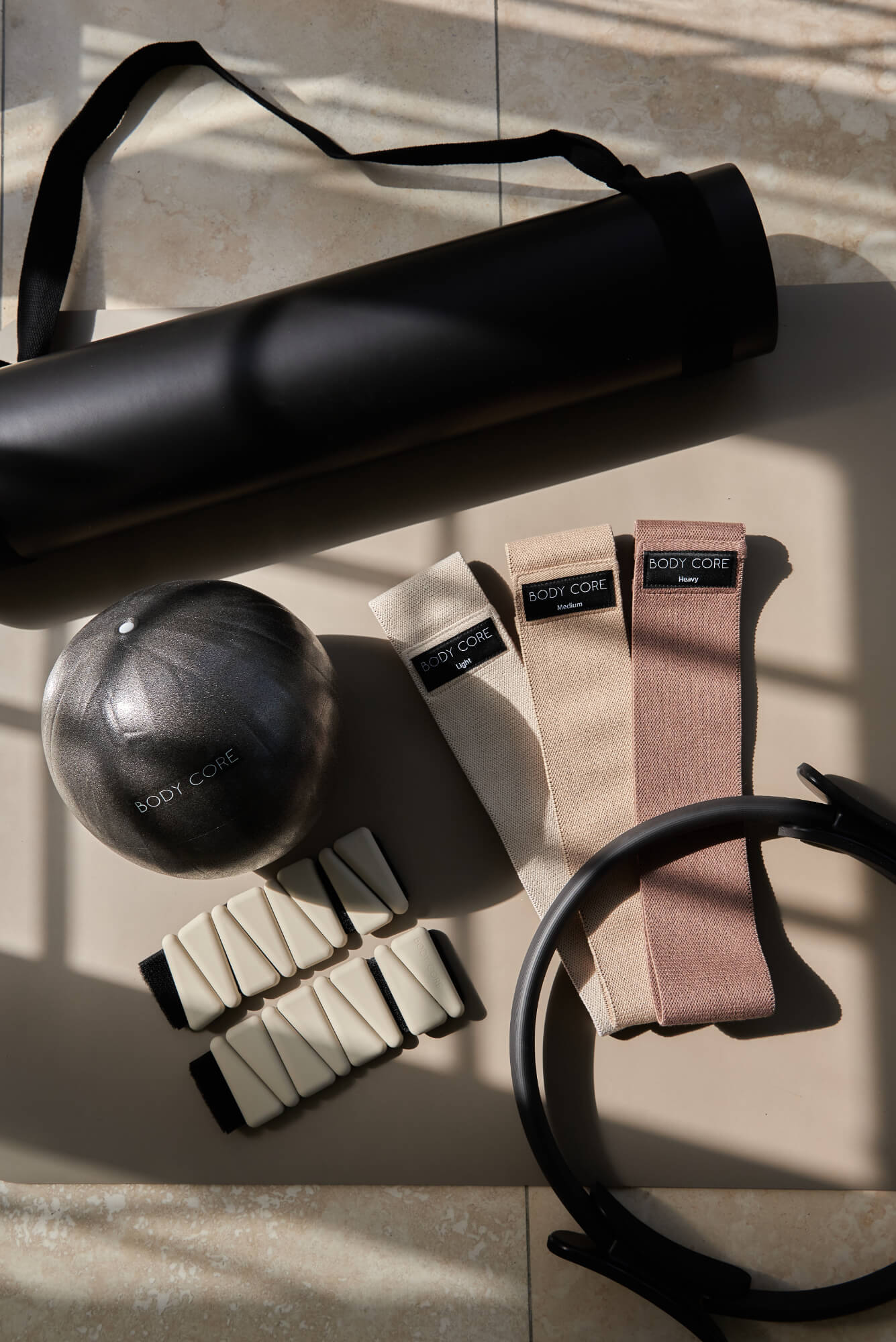 The Complete bundle: Mat, resistance bands, Ankle wrist weights, bal